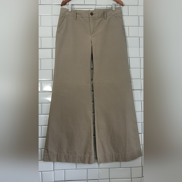 OLD NAVY Chino Khaki Ladies Lot of Two Wide Leg Pants Mid Rise Dark Tan Olive an - Picture 7 of 10